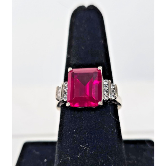 Ruby Color Gemstone Ring .925 Sterling Silver Women's 8.5 Cubic Zirconia NWOT - Picture 1 of 16